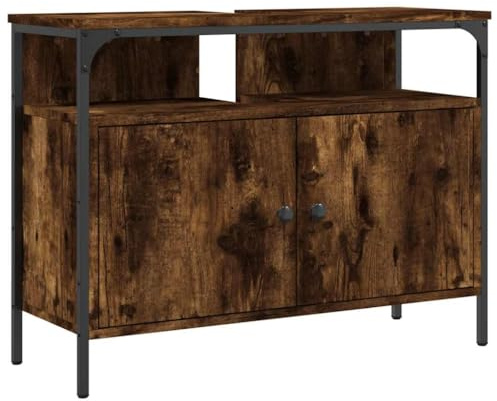 vidaXL Tvättställsskåp rökfärgad ek 80x30x60 cm konstruerat trä