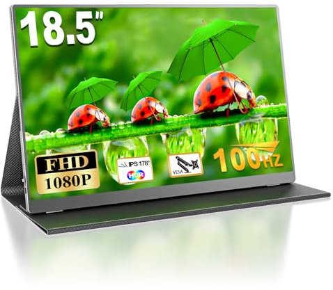 18.5 Inch Portable Monitor for Laptop, 120Hz FHD 1080P 100% sRGB Travel Monitor for Laptop, Portable Computer IPS Display w/VESA, External Monitor USB-C HDR HDMI Portable Screen w/Smart Cover &Speaker