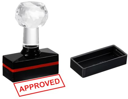 PATIKIL Approved Stamp Self Inking, Red Ink Office Stamps Pre Inked Message Stamp Refillable Business Stamp, Black