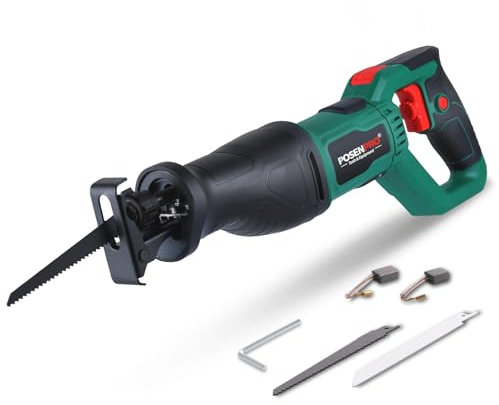 Reciprocating Saw, POSENPRO 710W Electric Wood Saw Sabre Saw, 20mm Stroke Length, 0-2800SPM Variable Speed, Rotary Handle +/- 90° for Wood, Metal, PVC Pipe Cutting
