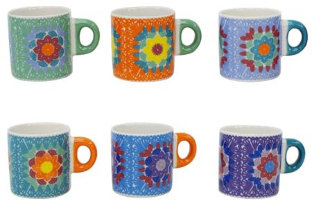 Villa d'Este Home Tivoli Juego de 6 tazas de café de porcelana New Bone China, Crochet