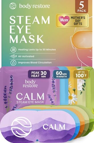 Body Restore Heated Eye Mask 5 Pack – Easter Basket Stuffers, Easter Birthday Gifts for Women & Men, Steam Warm Compress for Dry Eyes, Stye Eye Treatment, Eye Patch – Variety