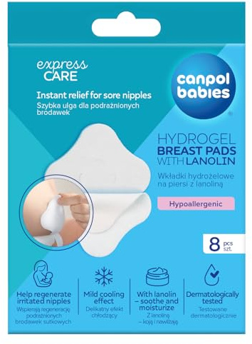 Canpol babies 8 cuscinetti lenitivi in idrogel per il seno con lanolina, delicato effetto rinfrescante, supporta la rigenerazione della pelle del seno irritato, dermatologicamente testato.