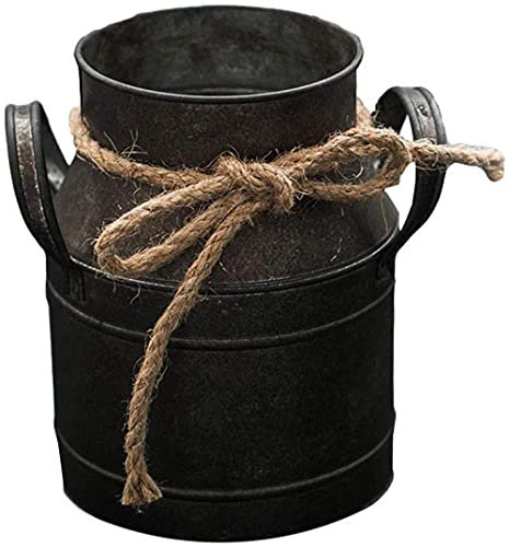 Vintage Metal Vase,Garden Metal Plant Pots Vintage Milk Churn Flower Bucket Hanging Flower Holder