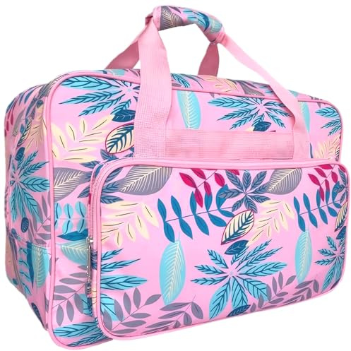 Pineeseatile Sac de Machine à Coudre, Sac de Machine à Coudre Un boîtier Motif Feuille capacité avec poignée et Fermeture glissière