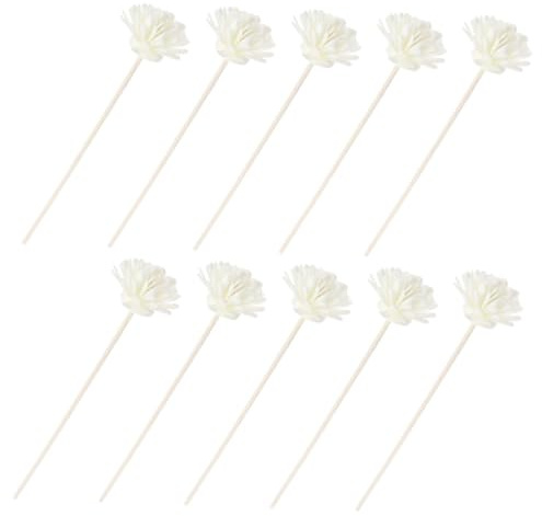 Ciieeo 10 bastoncini per diffusori a forma di fiore naturale, in legno PE rattan, diffusori di aromi per camera da letto, soggiorno, auto, migliorano la diffusione della fragranza con design