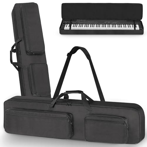 SUNDOY Slim 88 Key Keyboard Gig Bag for Electric Piano, Keyboard Backpack Case Made from 600D Oxford with 10mm Full Cotton Padded, Durable for Use (137x17x33-cm)