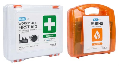 Catering & Workplace First Aid Kit with Small Burns Kit | HSE Compliant Emergency First Aid for Kitchens, Offices & Commercial Use