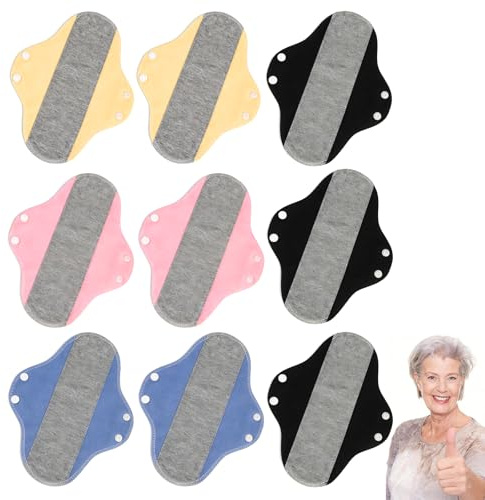 9 Pcs Reusable Period Pads,Reusable Sanitary Pads Cotton Graphene Soft Breathable & Gentle Comfort Washable Leak-Proof & Waterproof