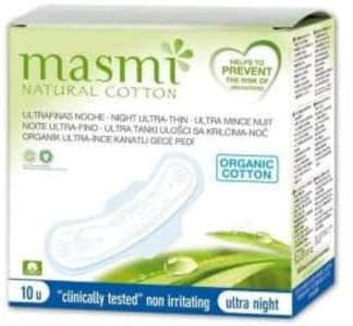 Masmi Natural Organic Cotton Pads Ultra Night (Pack of 10)