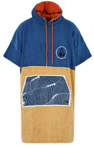 WAVE HAWAII Poncho Flow Badeponcho 60% Viskose aus Bambus und 40% Baumwolle für Körpergrößen von 170-200 cm Umkleidehilfe für Schwimmen Strand Surfen Duschponcho für Damen Herren Erwachsene