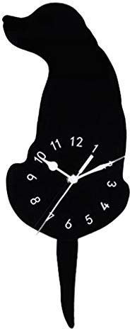 LOVIVER Novelty Dog Clock Silent Wall Clock - Mute Movement, Minimalist Modern design the wall Clock Pendulum for Kids Bedroom, Livingroom, School, B