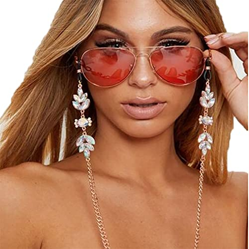 Sethexy Boho Sonnenbrillenkette Kristall Gesichtsmaskenkette Frauen Strass Brillenkette Mode Zubehör zum Sonnenbrille und Gesichtsmasken