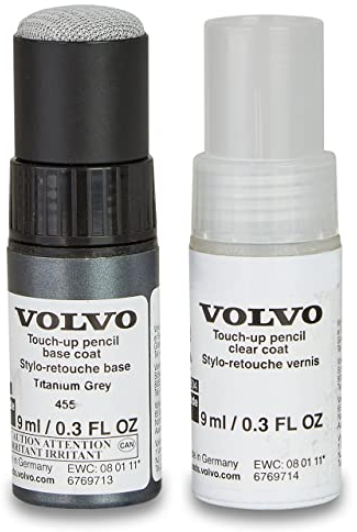 Volvo Original 455 Titanium Grey Pearl Lackstift Set - 9ml Basislack, 9ml Klarlack - Lackreparatur Set Ausbesserungslack grau 31266535