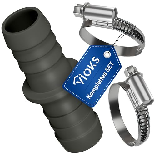 VIOKS Waschmaschine Abfluss Adapter für 19/19mmØ mit 2x Schlauchschellen 20-32 mm - 2St Schlauchschellen & Waschmaschine Ablaufschlauch