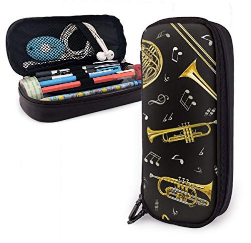 BAAROO Trousse à crayons en cuir trompette trombone corne française sac à crayons durable haute capacité sac drôle étui à stylos pour moyen-haut SCH, couleur, 5.0cm*10.5cm*20.5cm, trousse à crayons