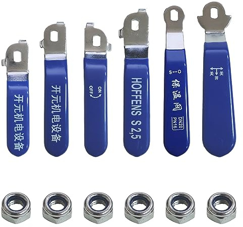 6 Pieces Different Lever Handle for Ball Valve Stainless Steel Valve Quarter Turn Spigot Handle with Hole for Outdoor Faucet Replacement Repair Hose Bib, Hole Diameter 5x8mm