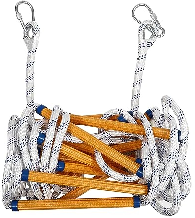 Feuerfeste Rettungsleiter 6 m Strickleiter Sicherheitsleitern mit Haken Mehrzweck-Notleiter für Outdoor Balkon Fenster Feuerleiter Schnellen Einsatz