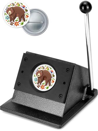 QWORK 58 mm grafische Stanzform, robuste Metallabzeichen-Schneidemaschine, Stempelkarten-Button Maker mit langem Hebelgriff und gehärteter Stahl-Stanzform – Präzisionsstahlschneider für ≥ 1 Million