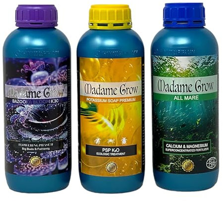 Madame Grow - Nutrición Avanzada con Abono Concentrado - Para Plantas Verdes y Floración - 3 x 1 L