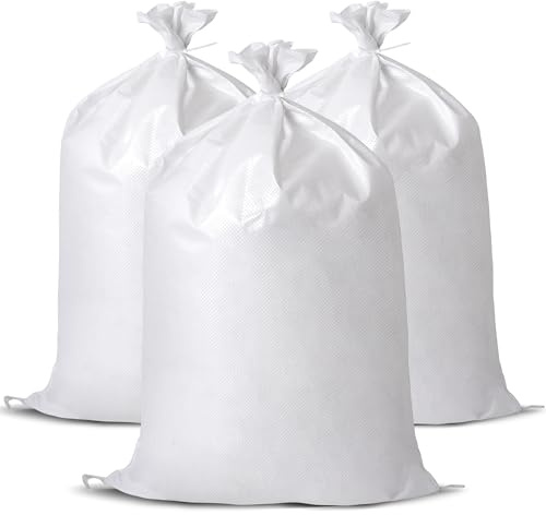 Baypify 12 bolsas de arena, bolsas de grava tejidas resistentes, sacos de 50 x 75 cm, utilizadas para control de inundaciones, residuos de jardín de constructores, almacenamiento de granos y manejo de