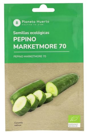 Planeta HUERTO | Semillas Ecológicas de Pepino Marketmore – Frutos Alargados y Crujientes, Producción Abundante y Resistente