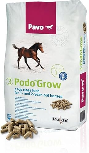 Pienso para Caballos Pavo Podo Grow Saco 20kg. Pienso para Potros hasta los 3 años. Aporte de nutrientes y minerales. Formato Pellet.