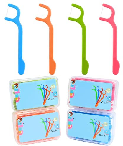 JGCJGG Filo interdentale per bambini, 200 pezzi Dental Floss, Archetti Filo Interdentale con Impugnatura Adatta Ai Bambini, Filo Interdentale Usa e Getta per la Pulizia dei Denti Mantiene