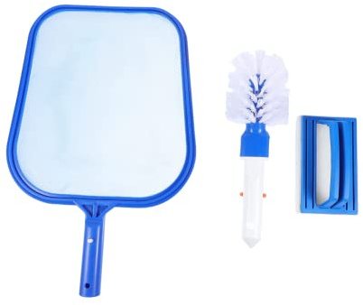 VICASKY 1 Set di pulizia per piscina, con rete a pala per piscina, spazzola in spugna e spazzola palmare, blu, efficace pulizia per laghetto e acquario
