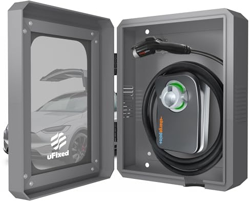 Ufixed Schutzbox für Wallbox 11kW 22kW Typ 2 – Abschließbares wetterfestes Gehäuse mit Sichtfenster & Kabelhalter kompatibel mit Tesla Gen 3 Wall Connector Heidelberg