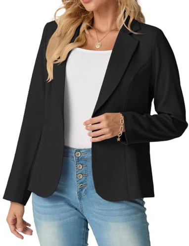 GRECERELLE Womens Blazer Suit Long Sleeve Ladies Jackets Casual Elegant Work Office Blazers Work,Wedding with Buttons Pockets for Women UK 8-20