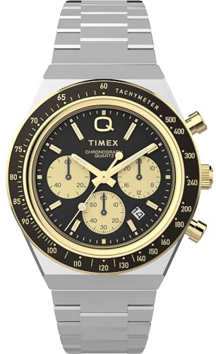 Timex Men's Q 40mm Watch, Two-Tone/Two-Tone/Black