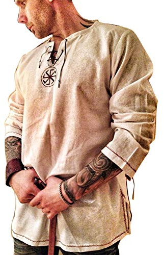 Men's Fashion Cotton Linen Shirt Long Sleeve Solid Color Ethnic Beach Yoga Top Khaki L