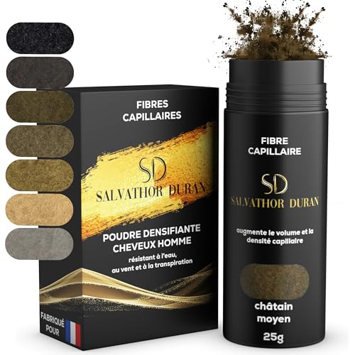 Fibras Capilares Castaño Medio 25g | Fibra Capilar Hombre y Mujer para Cubrir Calvas, Disimular Calvicie y Aumentar Volumen Cabello | Fibras Capilares Resistentes al Agua con Efecto Natural
