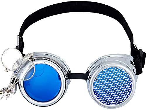 OMGREAT Lunettes Steampunk Style victorien Lunettes de Rave avec Double Loupe Oculaire Vintage Soudage Cosplay Lunettes