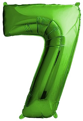 envami® Palloncini Compleanno 7 Anni Verde 101 CM - Palloncino Numero 7 - Numeri Gonfiabili Compleanno - Decorazioni Compleanno - Vola con l'Elio