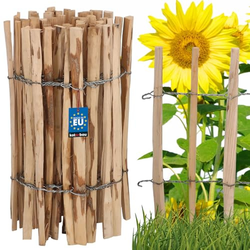 KOTARBAU® Valla de Estacas de Madera de Avellano Natural, 0,6 m x 5 m, Vallado Enrollable Con Listones Unidos Por Alambre, Para Crear Barrera en Jardín