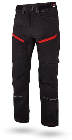 WÜRTH MODYF Bundhose Performance - professionelle Arbeitshose für Herren - Bundhose mit Reflektoren - in der Größe 52 in Schwarz Rot