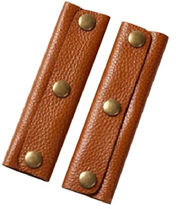 Lot de 2 housses de protection en cuir pour poignée de sac à main, porte-monnaie, boucle d'identification, pour bagages, sac à main, selle, sac de voyage, fournitures artisanales (marron)
