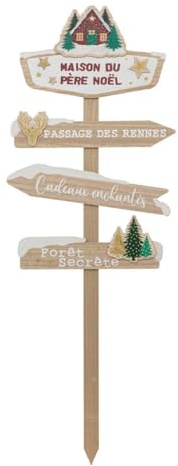 Feeric Lights et Christmas - Pancarte Maison père noël en Bois 120cm