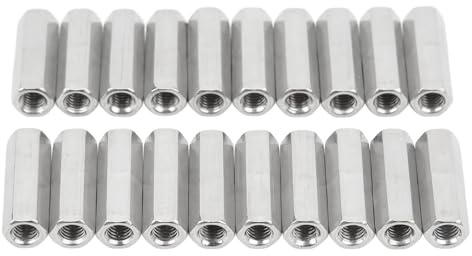 20 Pcs Hex Coupling Nut M5x0.8 25mm Length Stainless Steel Threaded Rod Connectors for Bolts Studs Mechanical Screws