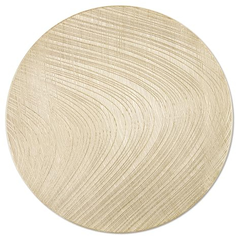 fanquare Salvamanteles Juego de 6, Salvamanteles Redondos de Vinilo Prensado Dorado, Lavables y Resistentes al Calor para Fiestas, Navidad, Mesa de Comedor,Dorado