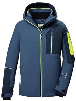 killtec Niños Chaqueta de esquí/chaqueta funcional con capucha y protección contra la nieve KSW 391 BYS SKI JCKT, ocean, 128, 42100-000