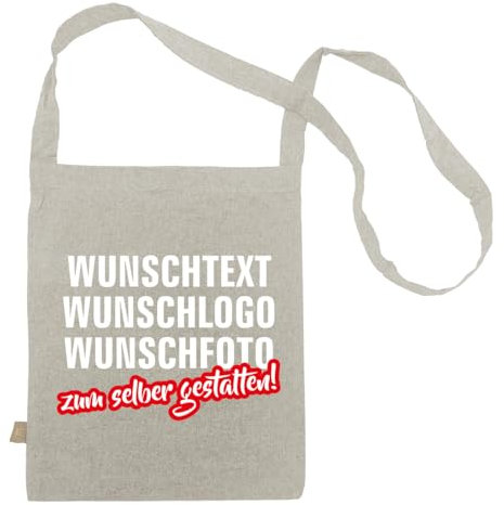 Fassbender-Druck | 1 Personalisierte Tragetasche selber mit Ihrem Logo oder Wunschtext gestalten | recycelte 100% Baumwolle Tasche/Beutel gestalten