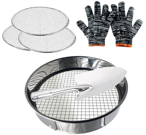 Tamis à compost, tamis de jardin, tamis de sol en métal, tamis de rempotage de jardin, tamis de rempotage de jardin, maille interchangeable de 25 cm, outil de jardinage pour tamiser le sol, les