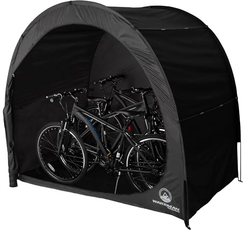 Bike Storage Shed - 6.5x4x5.3 Bike Cover Holds up to 3 Bicycles - Water and UV-Resistant Pop Up Tent with Carry Bag by Wakeman Outdoors (Black)