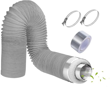 ZIGefofo 150 mm Isolierter flexibler Lüftungskanalschlauch Länge 1.5m Abluftschlauch Schallgedämmter Wärmeisolierung mit 2 Schlauchschelle Edelstahl und Klebeband Alu Flexrohr Lüftungsschlauch