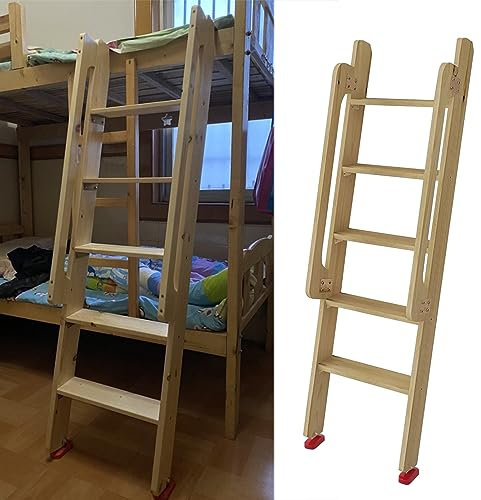 Trästege, trappstege för bibliotek och skola med säkerhet il 150 cm halkfri sängstege
