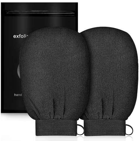 2 Pcs Premium Exfoliating Gloves, SPA Body Scrub Mitts, Dual-Sided Gentle Clean Exfoliation Mitt, Viscose Fibre for Effective Cleansing Without Skin Irritation