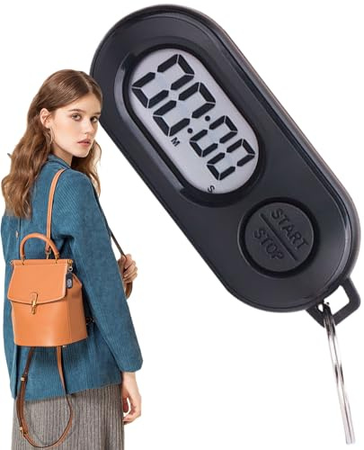 Cronometro Timer, orologio da polso per sport all'aria aperta, con conto alla rovescia tascabile, con schermo LCD, per doccia, studio, cucina, palestra, allenamento